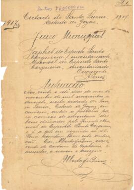 Inventário de Manoel do Espirito Santo Cerqueira